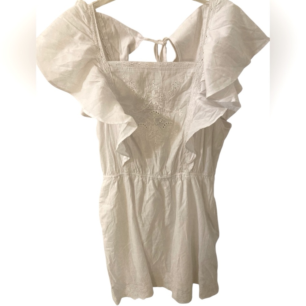 NWT Old Navy Whimsical Flutter Sleeve Ruffle Dress - White Small